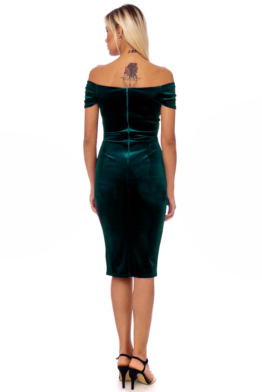 Vintage 50s Green Marilyn Velvet Wiggle Dress