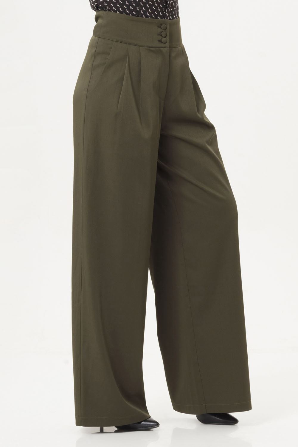 40s Ola Palazzo Trousers In Olive Green