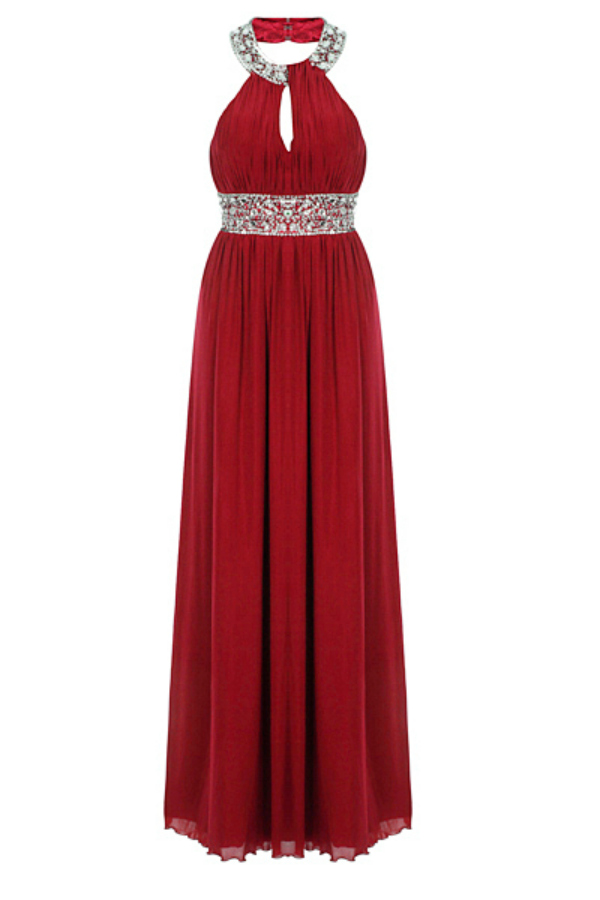 Burgundy Red Maxi Jewel Dress