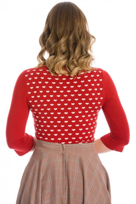 Banned Retro 60s Charming Heart Knit Red Sweater