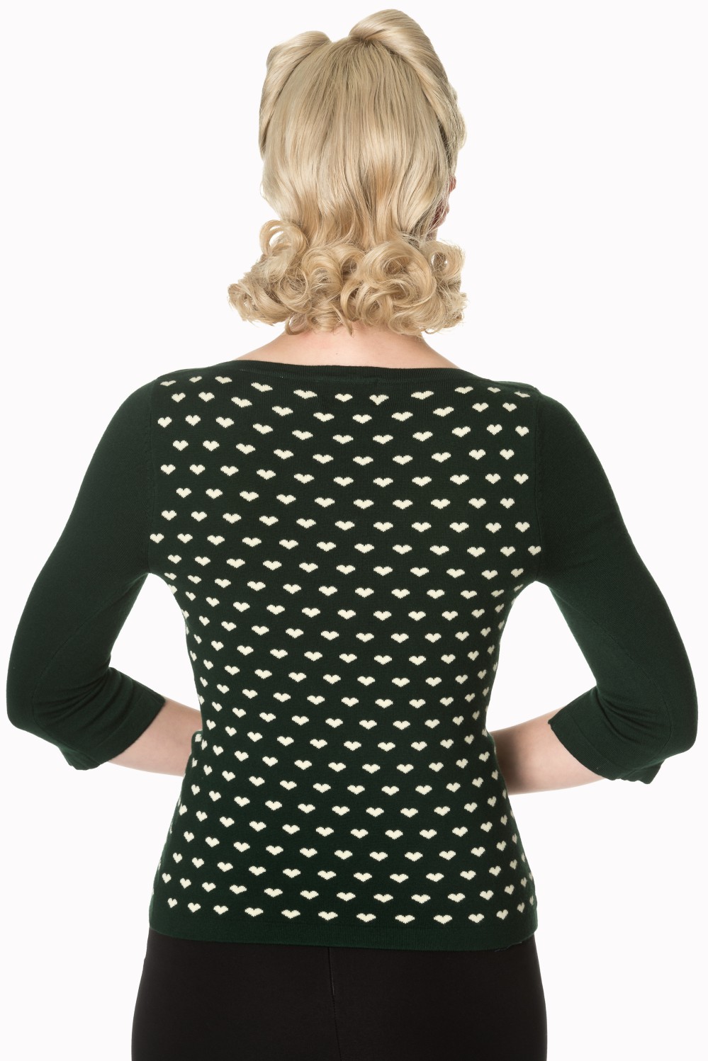 Retro 60s Charming Heart Knit Green Sweater