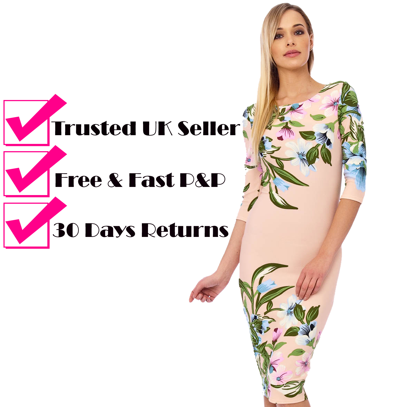 Ursula 60s Floral Wiggle Dress In Nude