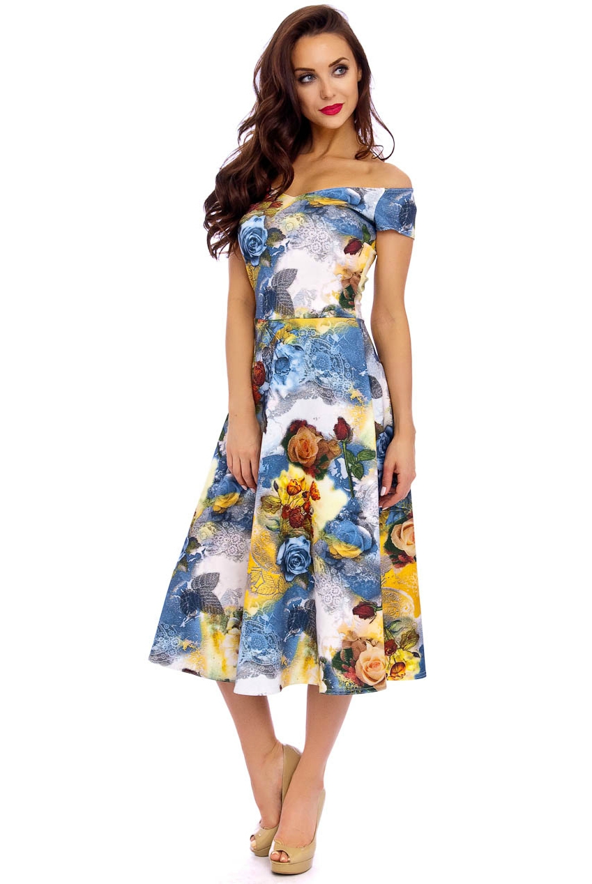 Brigitte Bardot Midi Prom Dress