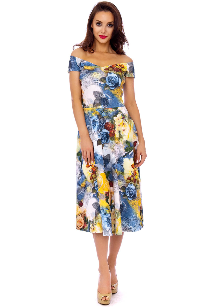 Brigitte Bardot Midi Prom Dress