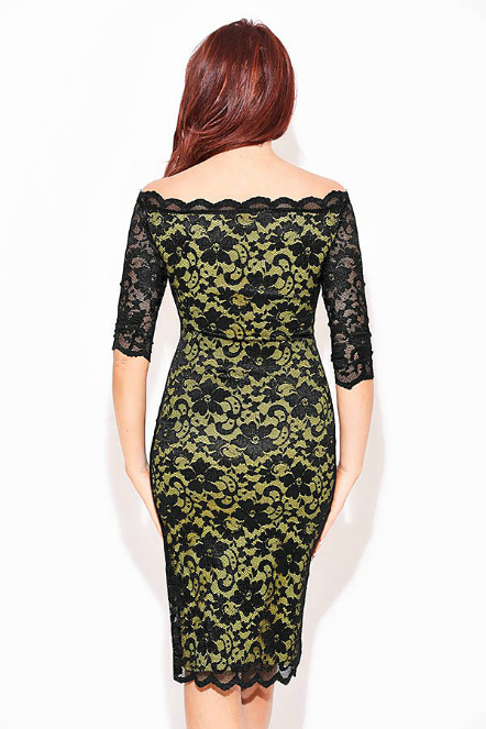 Enlarge Amy Childs Yellow Black lace Dress