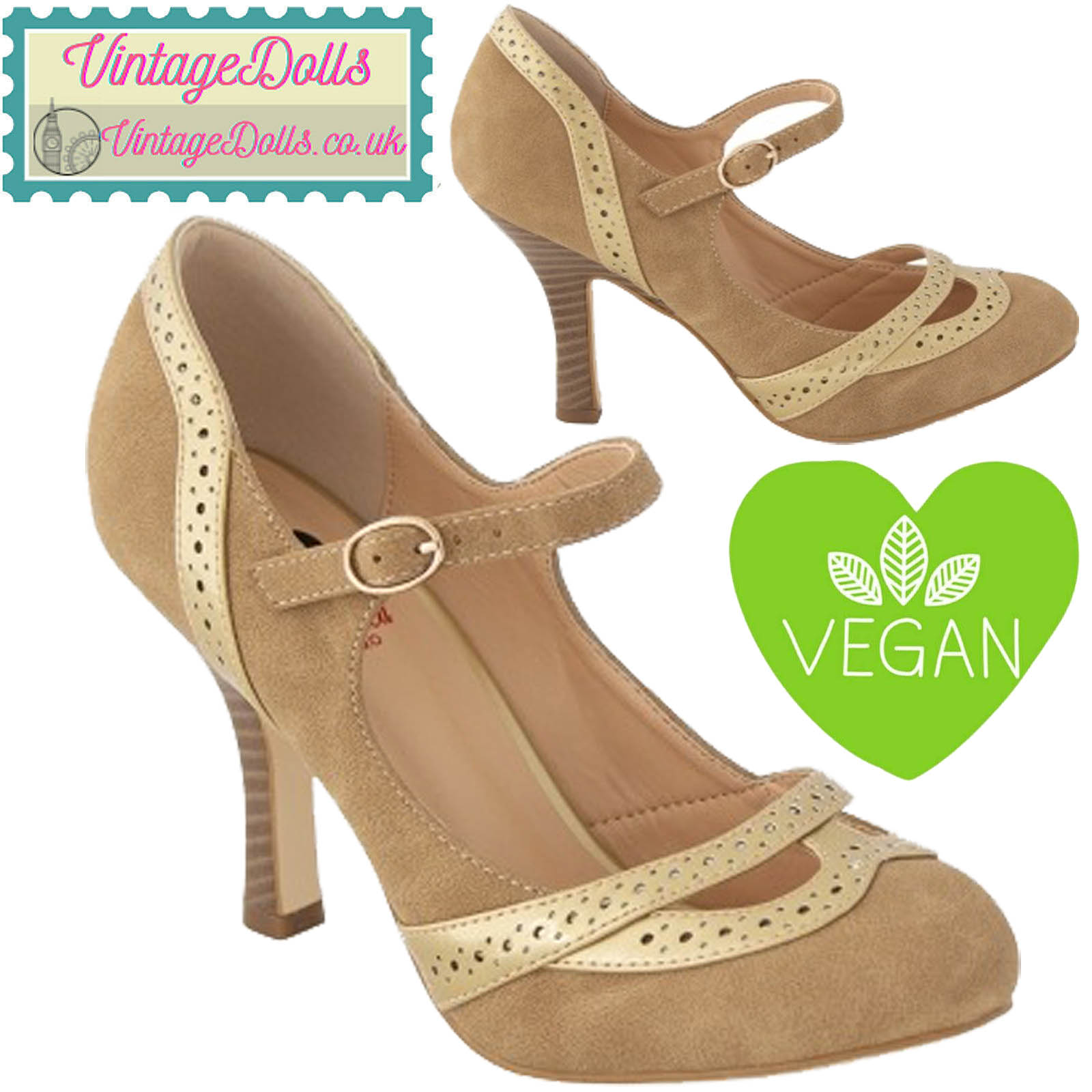 Banned Retro Mary Jane Angel Dust Tan Shoes