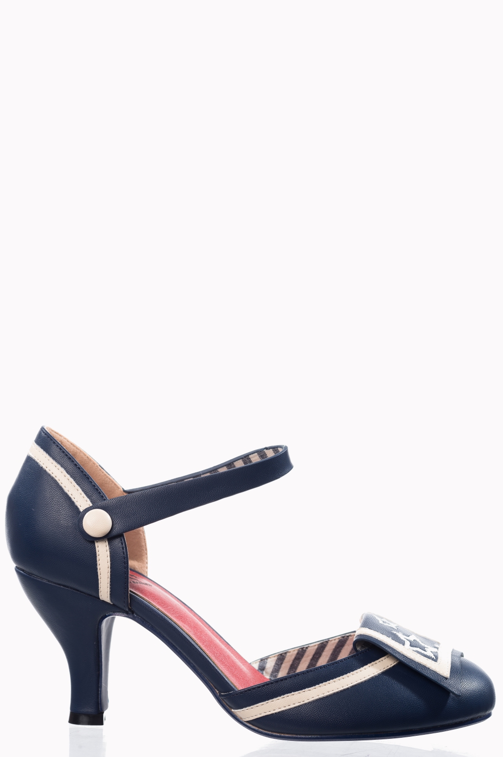Banned Retro Beaufort Spice Nautical Vegan Heels In Navy