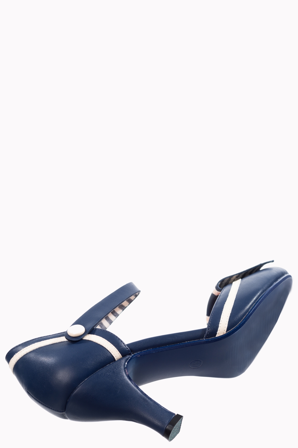 Banned Retro Beaufort Spice Nautical Vegan Heels In Navy