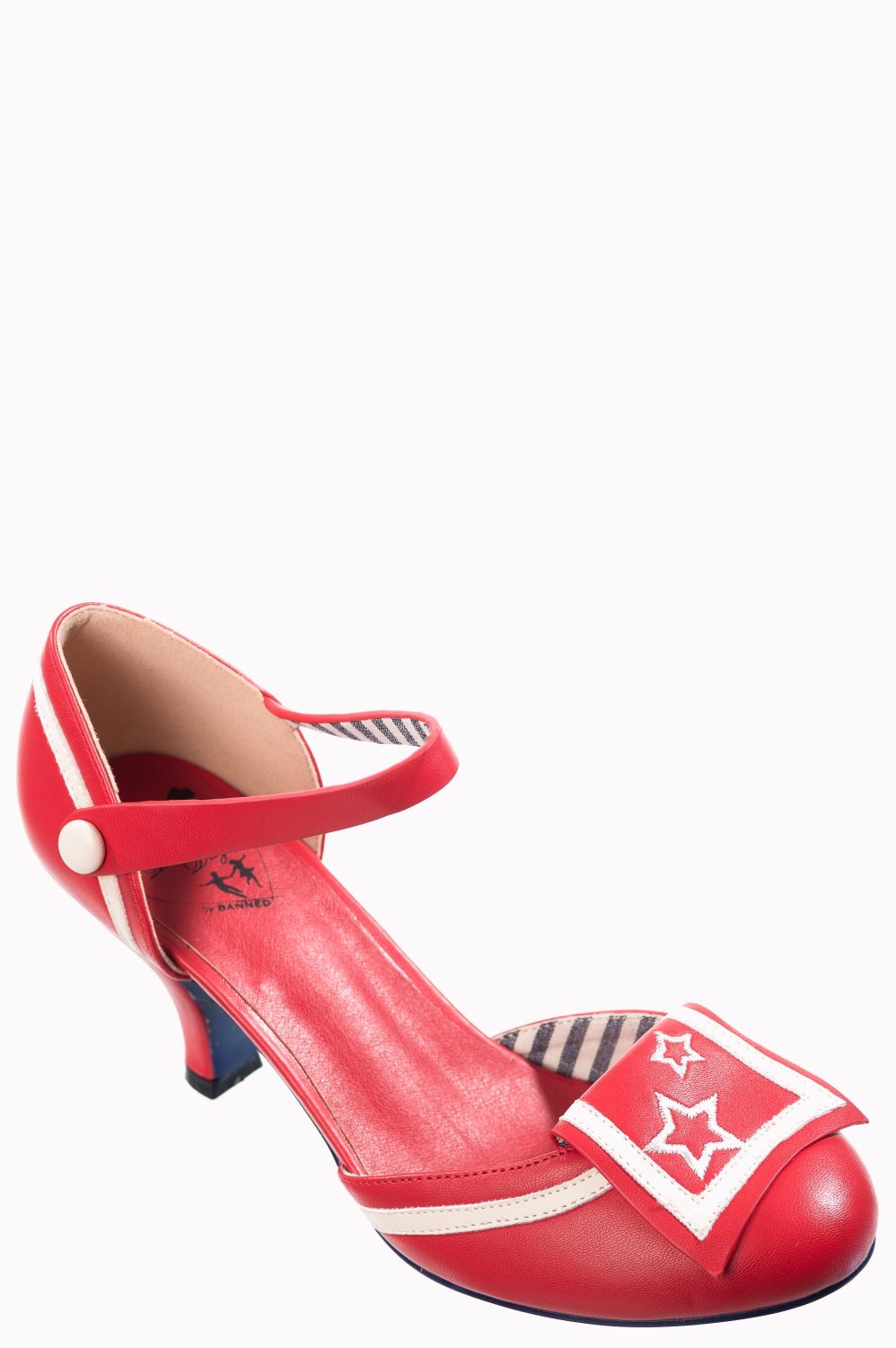 Banned Retro Beaufort Spice Nautical Vegan Heels In Red