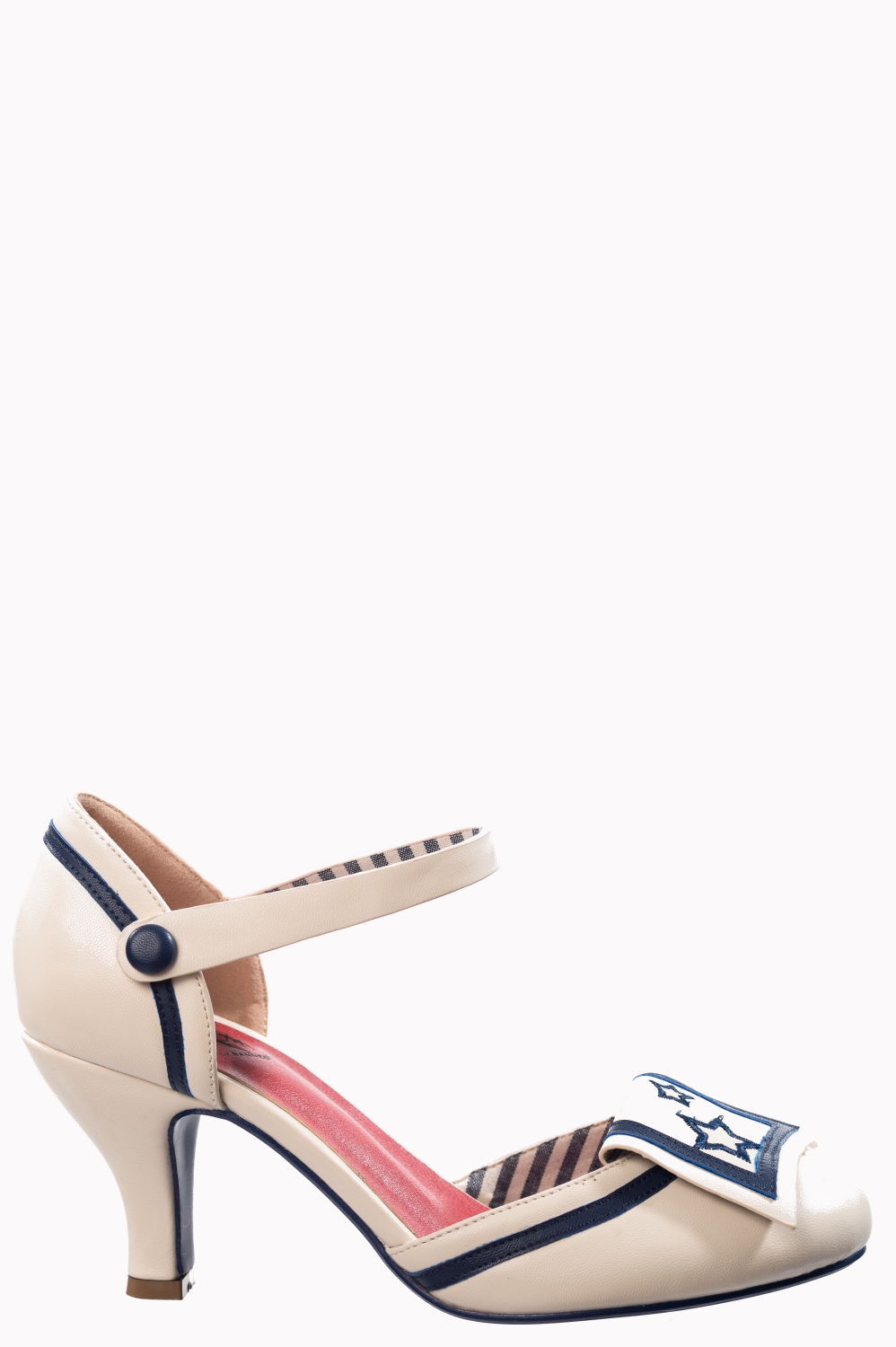 Banned Retro Beaufort Spice Nautical Vegan Heels In White
