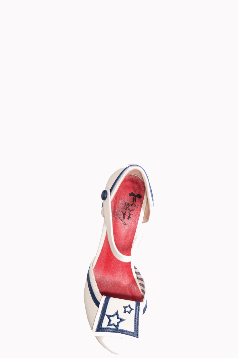 Banned Retro Beaufort Spice Nautical Vegan Heels In White