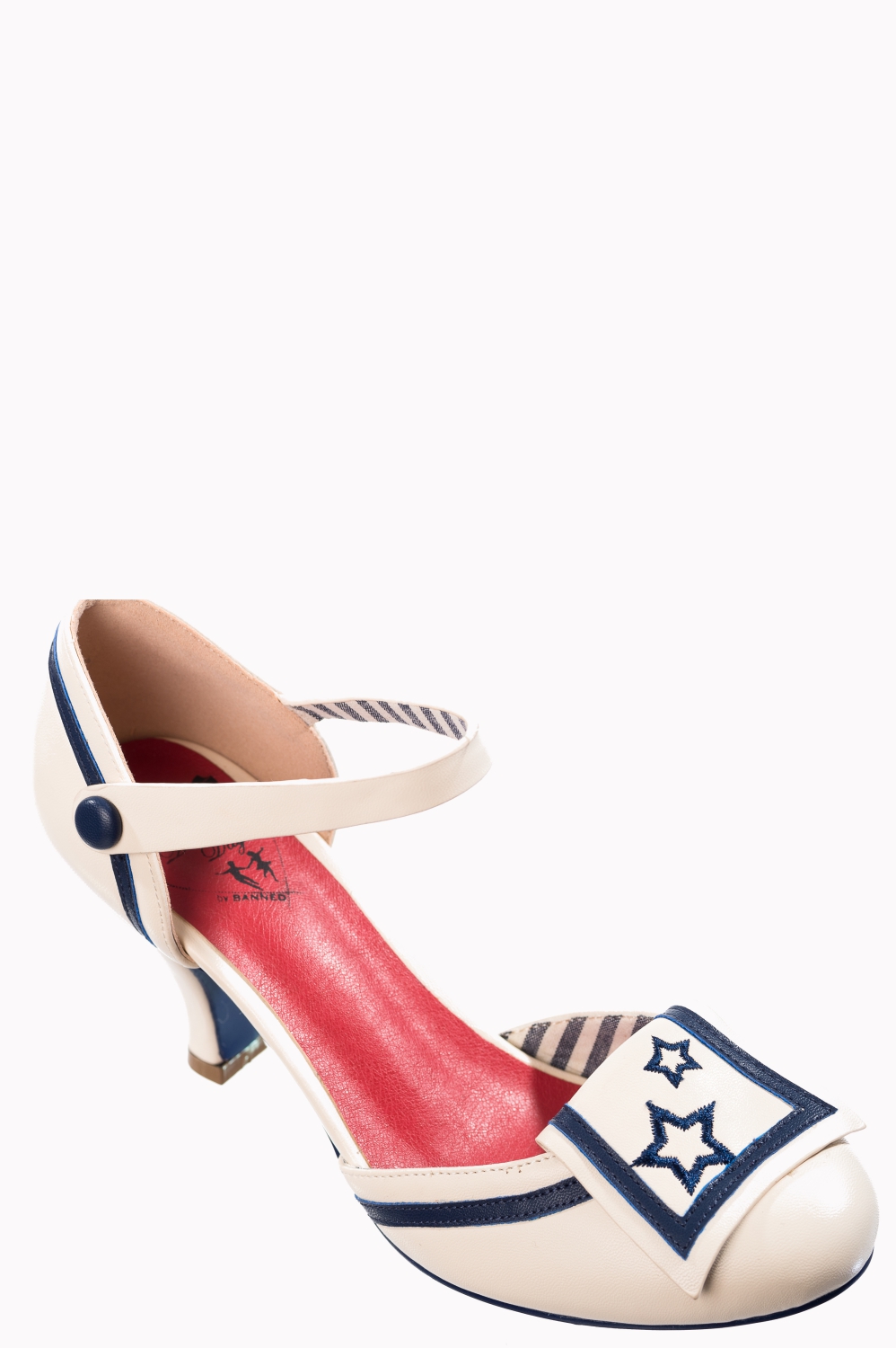 Banned Retro Beaufort Spice Nautical Vegan Heels In White