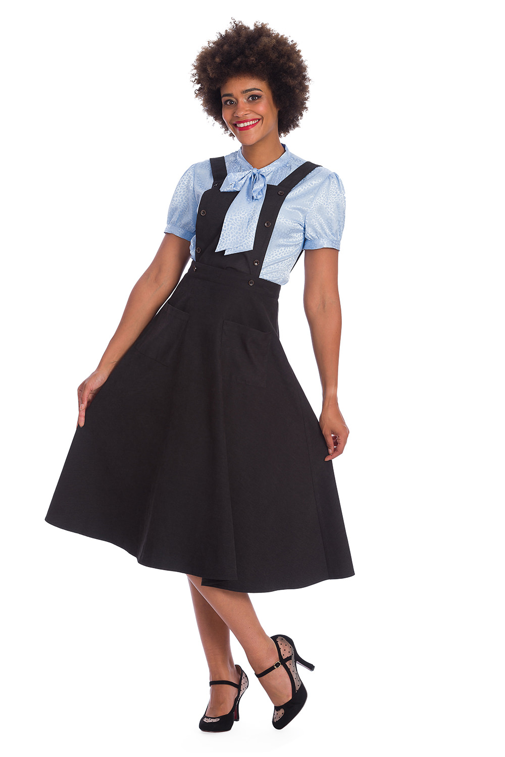Banned Retro Book Smart Vintage Style Black Pinafore 50s Dress Skirt