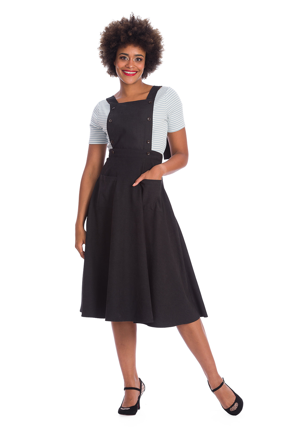 Banned Retro Book Smart Vintage Style Black Pinafore 50s Dress Skirt