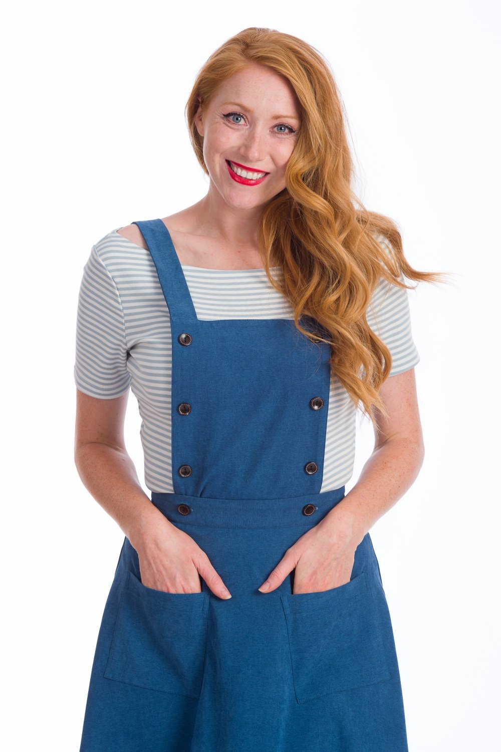 Banned Retro Book Smart Blue Pinafore 50s Dress Skirt
