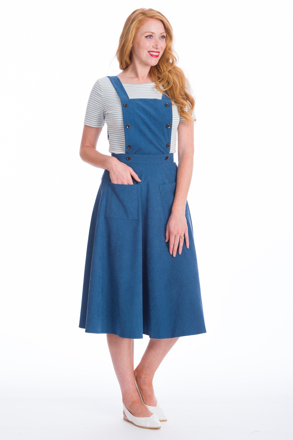 Banned Retro Book Smart Blue Pinafore 50s Dress Skirt