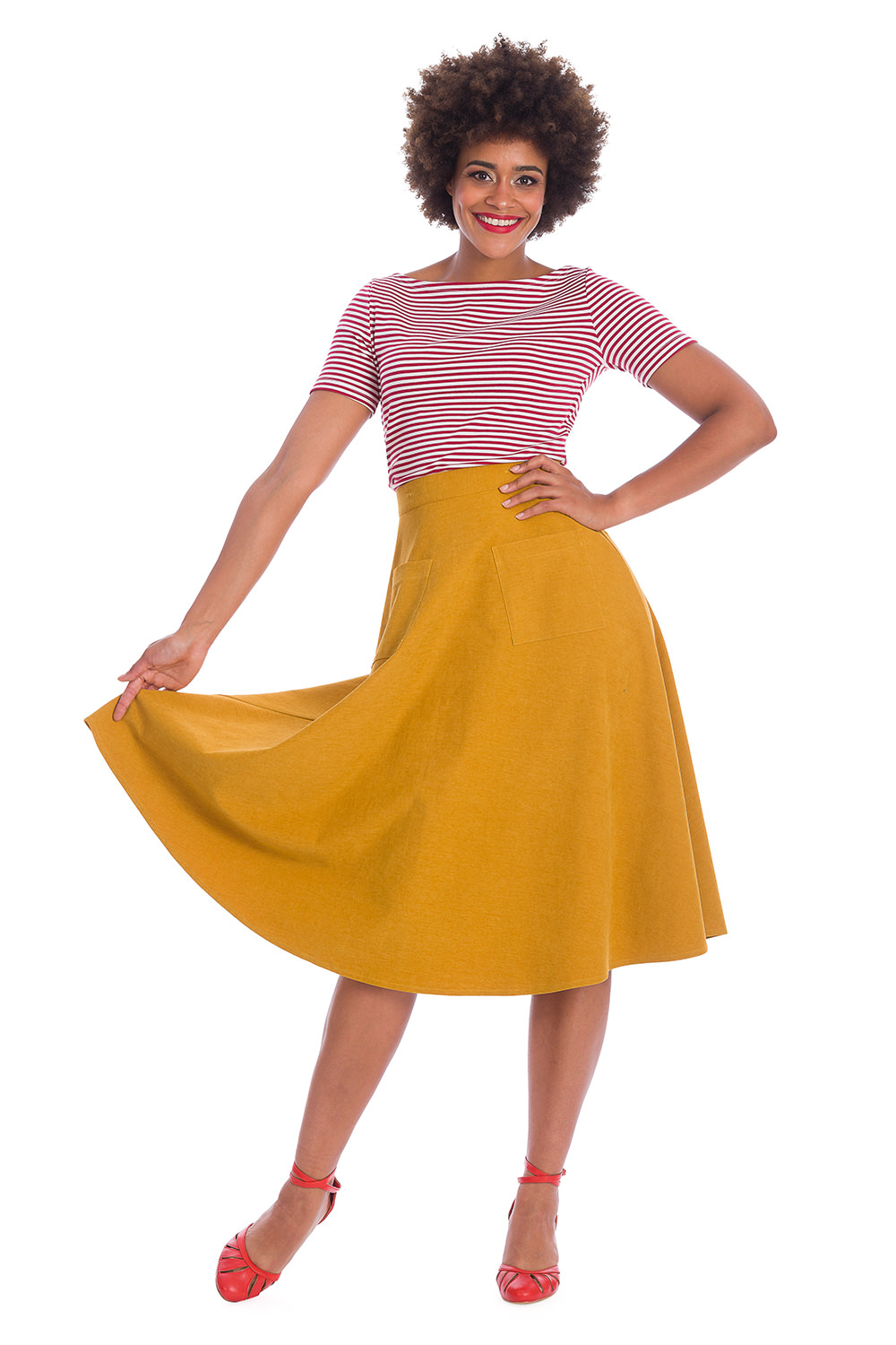 Banned Retro Book Smart Mustard Pinafore 50s Dress Skirt