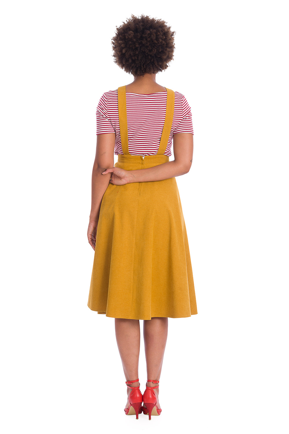 Banned Retro Book Smart Mustard Pinafore 50s Dress Skirt