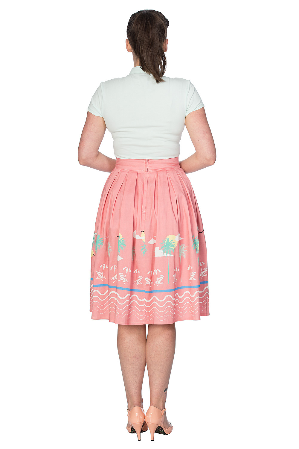 Banned Retro Cream 50s Mandarin Collar Top