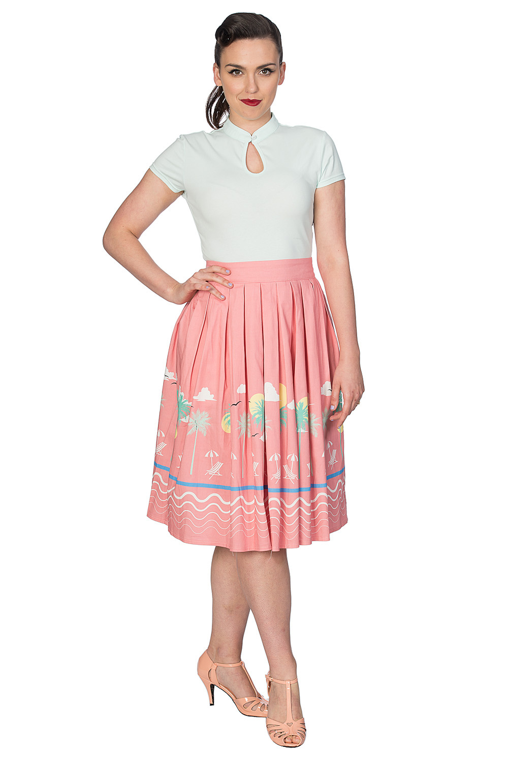 Banned Retro Cream 50s Mandarin Collar Top