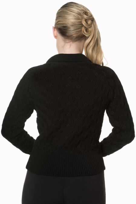 50s Rockabilly Crystal Air Cardigan In Black