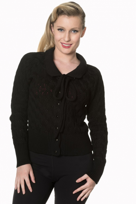 50s Rockabilly Crystal Air Cardigan In Black