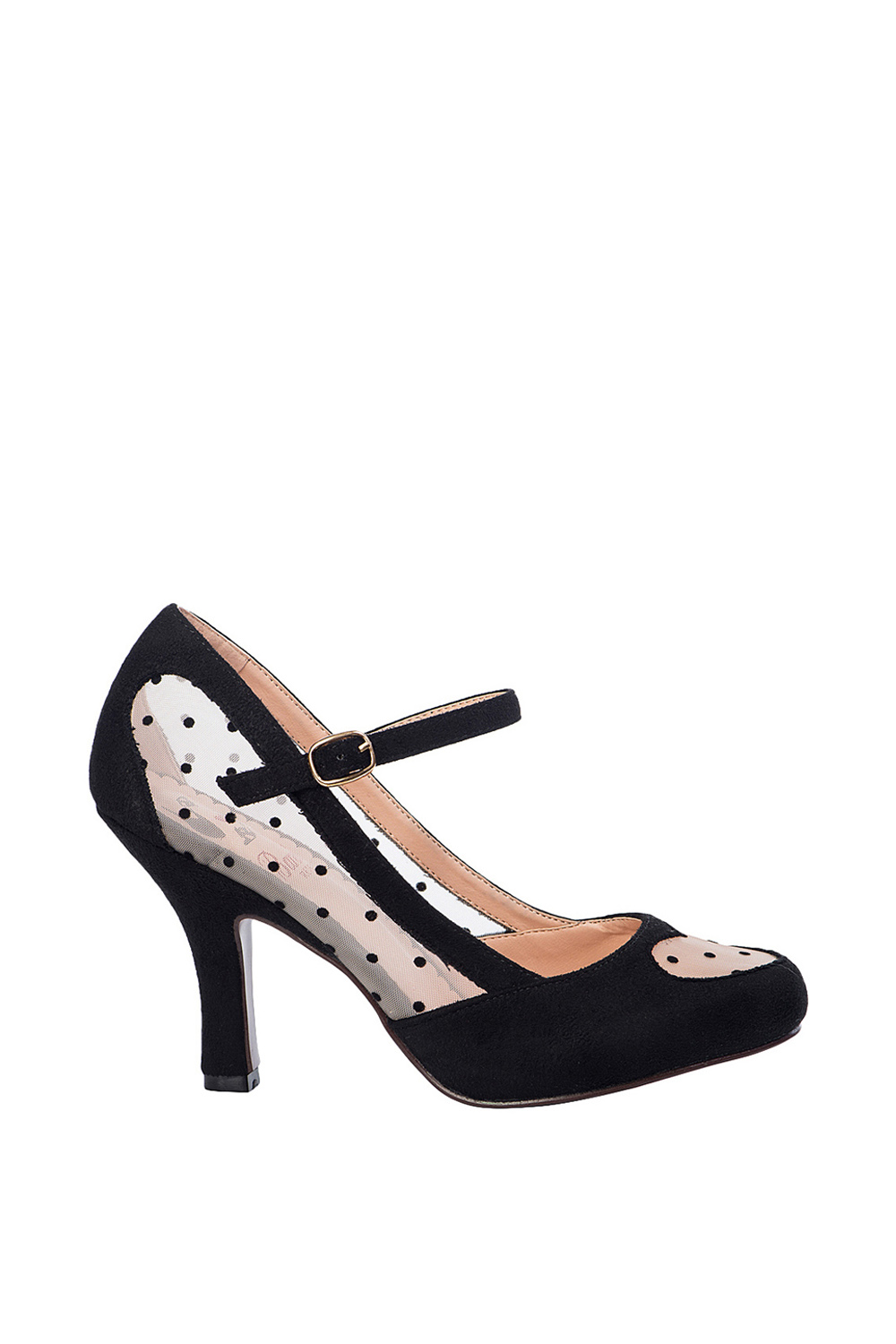 Banned Retro 50s Elegant Spots Pumps In Black Blush