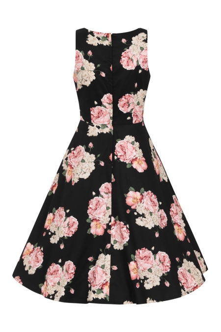 Banned Retro Classic Black 50s English Rose Swing Dress