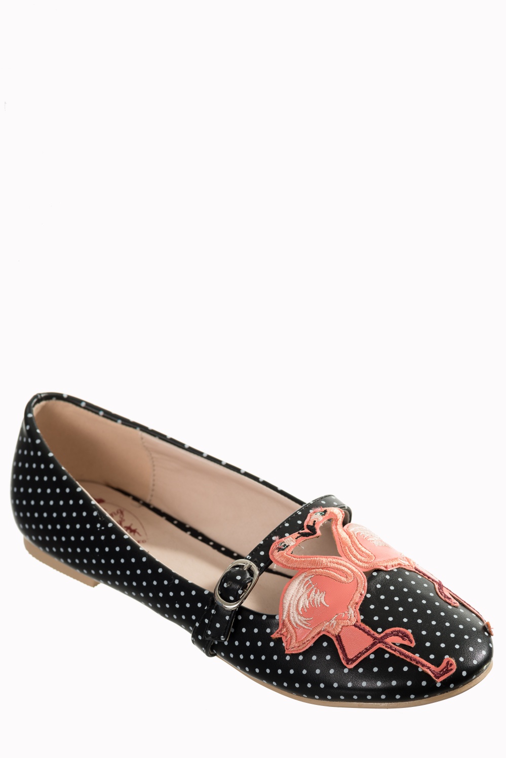 Flamingos In Love Black Ballerina Polka Dot Flats