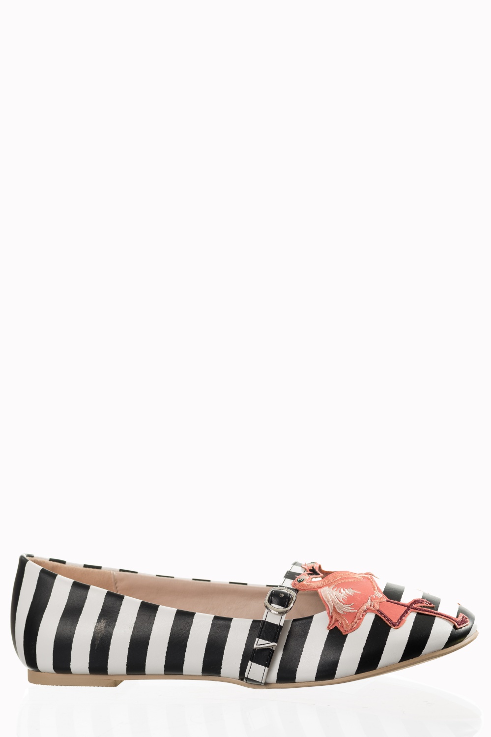 Flamingos In Love Stripe Ballerina Flats