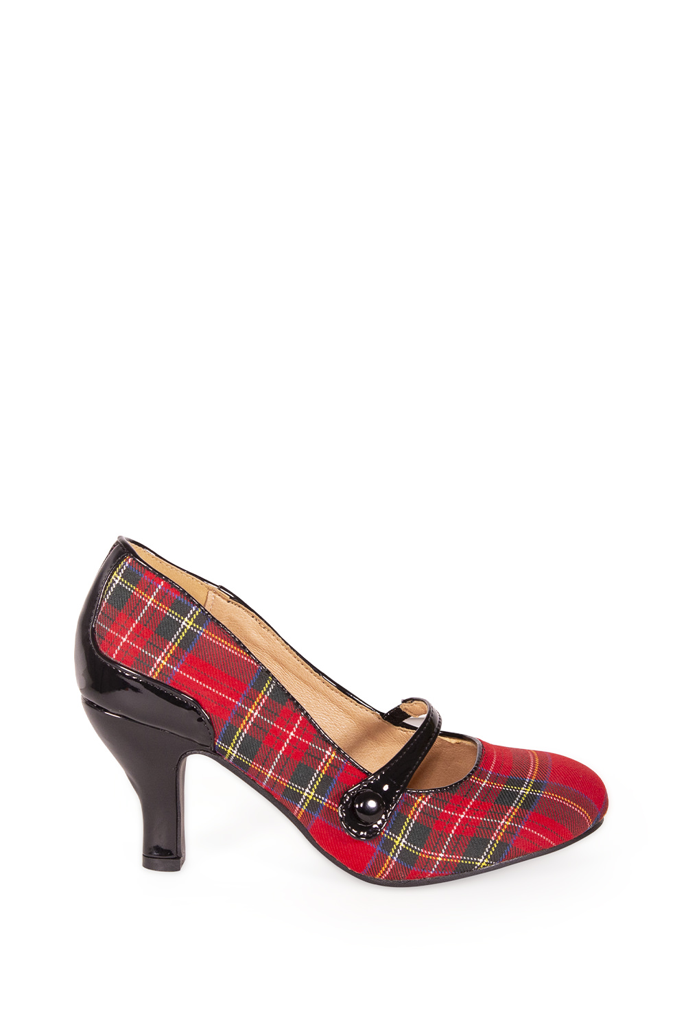 Banned Retro Tartan Scottish Vegan Red Black Shoes