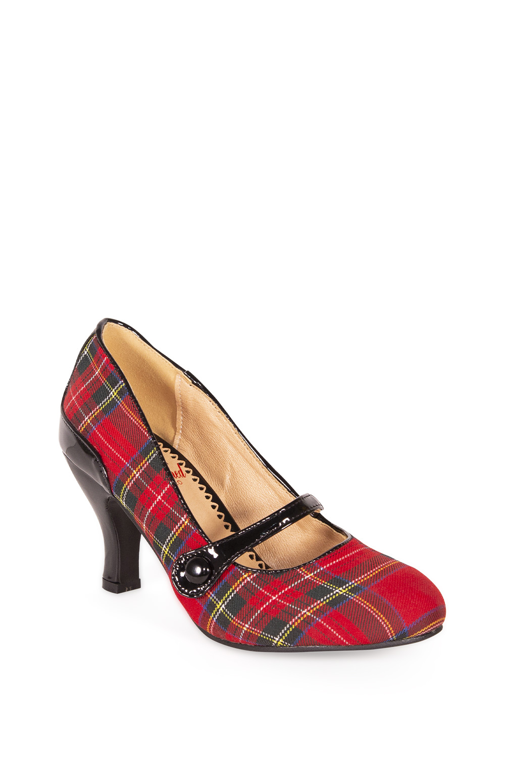 Banned Retro Tartan Scottish Vegan Red Black Shoes