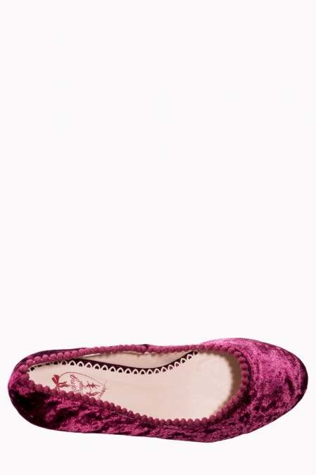 Banned Honey Hush Magenta Velvet Shoes