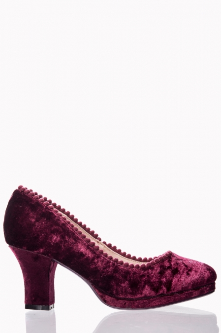 Banned Honey Hush Magenta Velvet Shoes