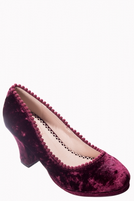 Banned Honey Hush Magenta Velvet Shoes