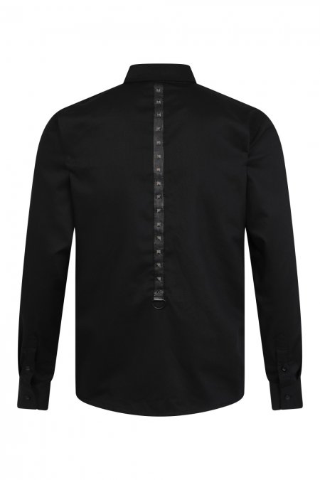 Banned Retro Mens Pyramid Studs Studded Black Rockabilly Black Shirt