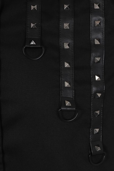Banned Retro Mens Pyramid Studs Studded Black Rockabilly Ivan Black Shirt