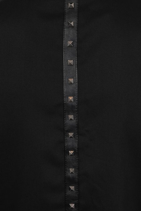 Banned Retro Mens Pyramid Studs Studded Black Rockabilly Ivan Black Shirt