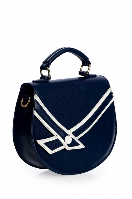 Banned Retro 50s Nautical Kelly Lee Handbag in Navy