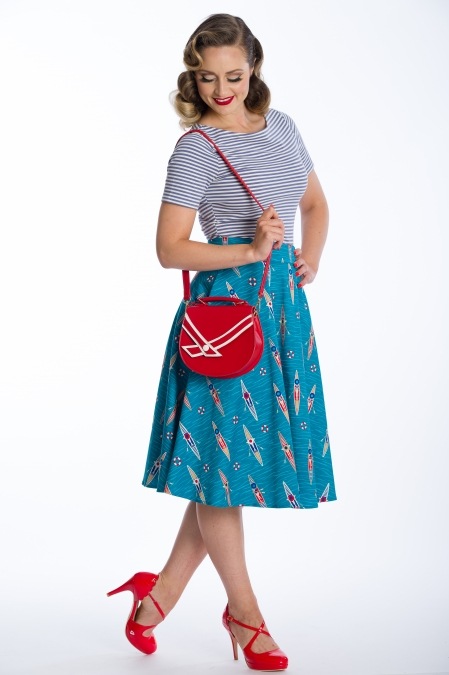 Banned Retro 50s Nautical Kelly Lee Handbag in Red