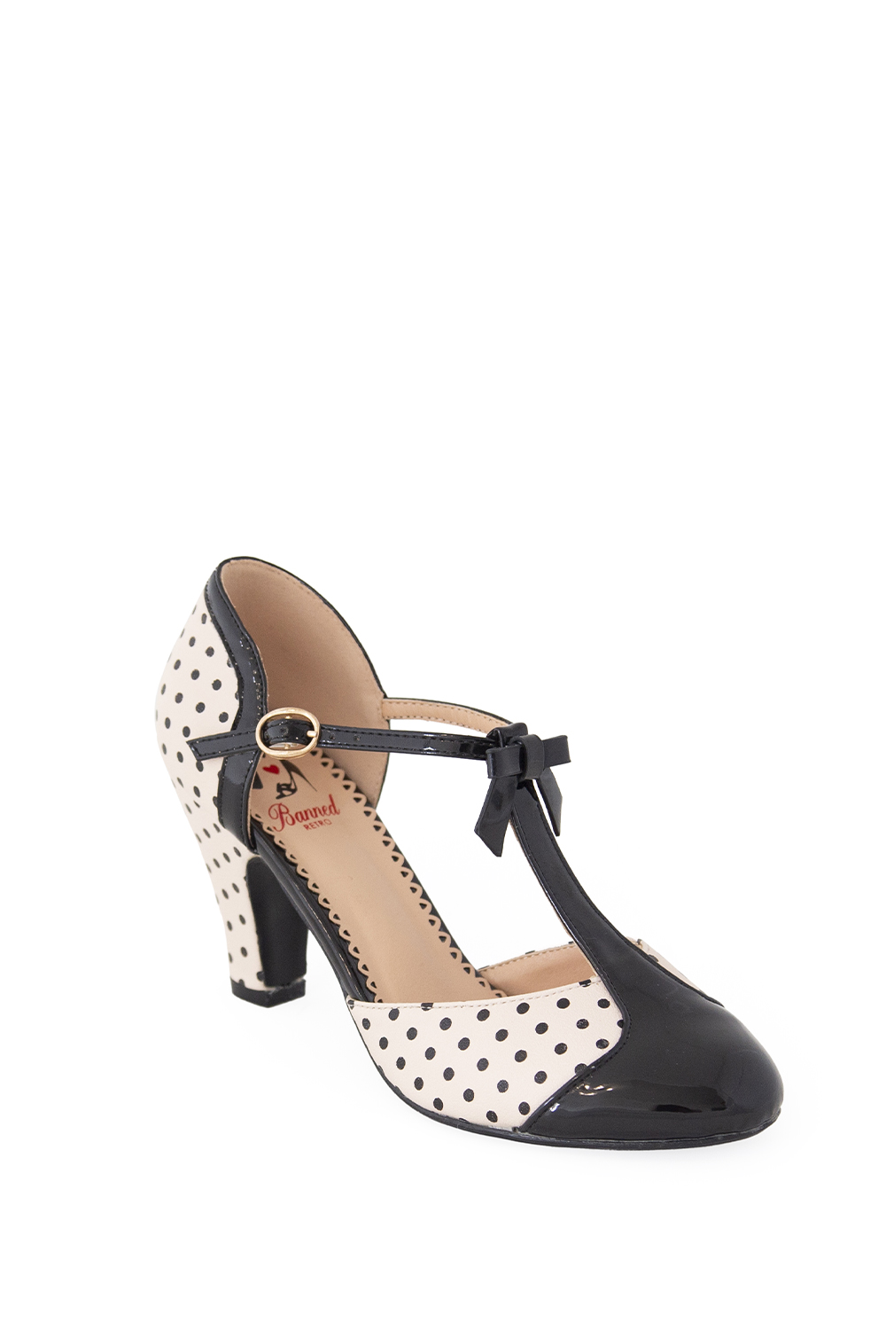 Banned Retro 50s Black And Blush Kelly Lee T Strap Shoes