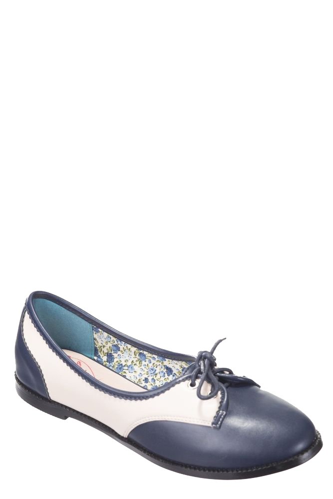 Banned Retro 50s Rockabilly Navy Cream Flats