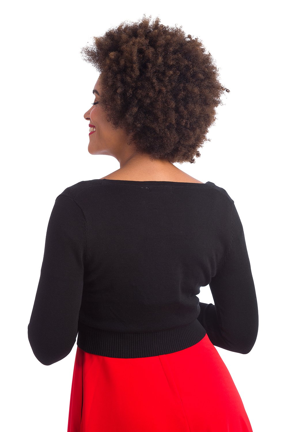 Banned 50s Smart Love Hearts Embossed Black Fine Knit Cardigan