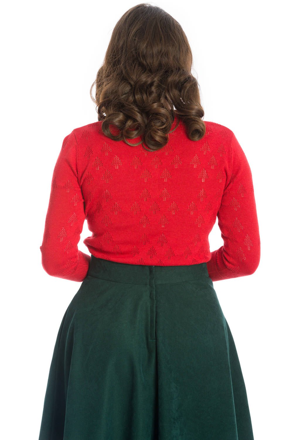 Banned Retro 50s Merry Tree Knit Top In Red