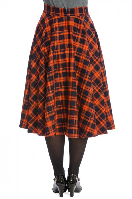 Banned Retro 50s Miss Spook Circular Swing Skirt In Orange