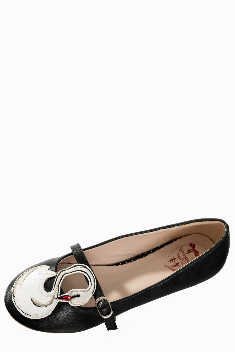 Banned Retro 50s Ballerina Swan Black Flats
