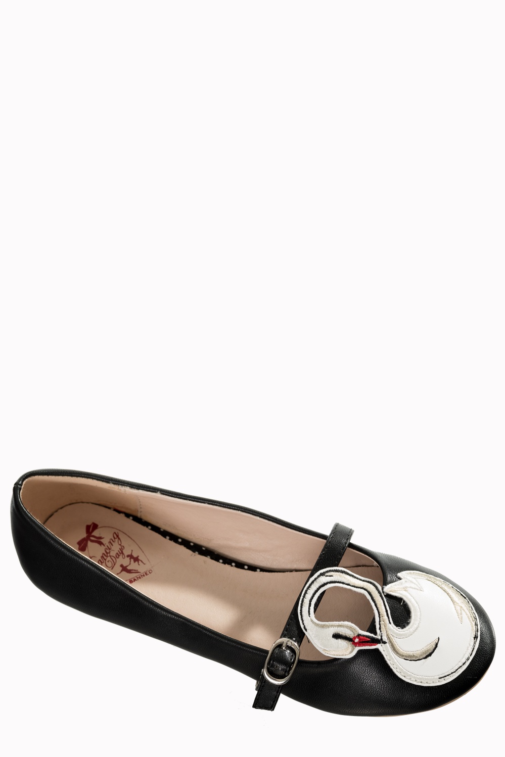 Banned Retro 50s Ballerina Swan Black Flats