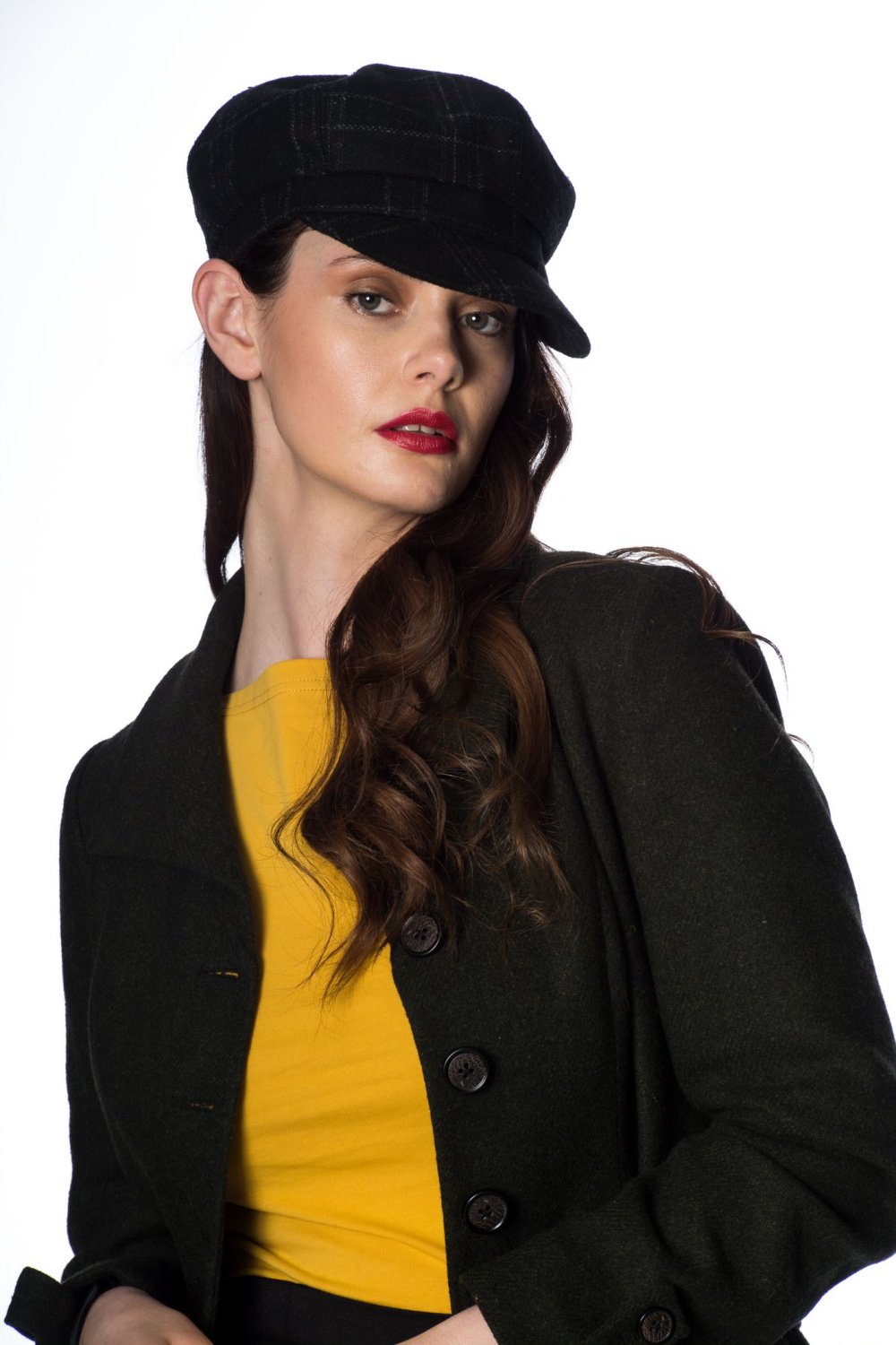 Banned Apparel Lady Harris Baker News Boy Black Tartan Cap