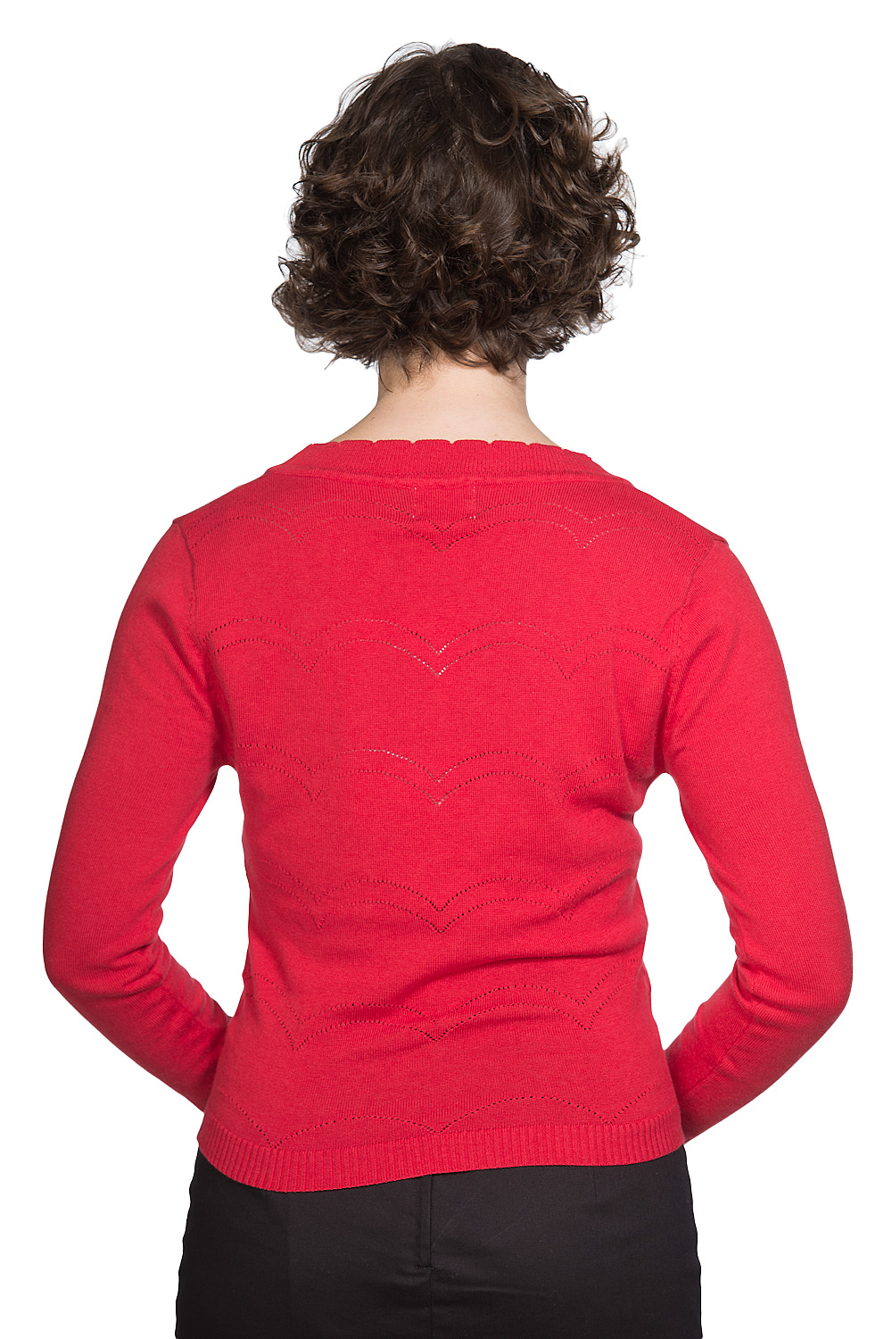 Banned Retro 50s June Pointelle Scalopped Cardigan In Red