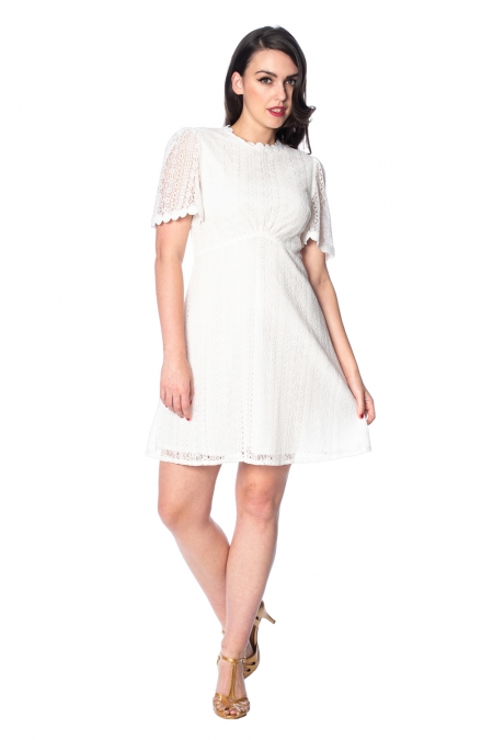 60s Day Trip Groove A Line Cream Dress